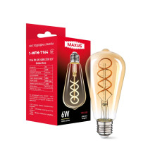 Лампа світлодіодна філаментна ST64 FM 6W 2400K 220V E27 Golden Deco