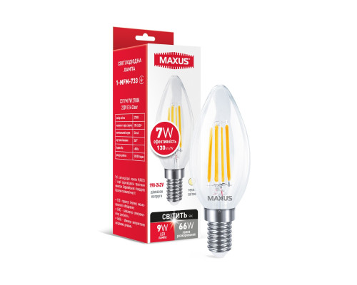 Лампа світлодіодна C37 FM 7W 2700K 220V E14 Clear