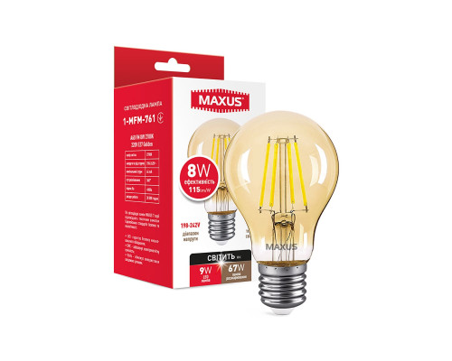 Лампа світлодіодна A60 FM 8W 2700K 220V E27 Golden