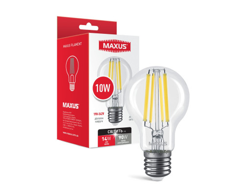 Лампа світлодіодна філаментна A60 FM 10W 4100K 220V E27 Clear
