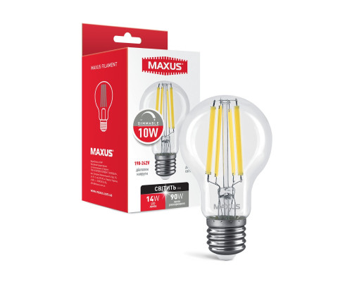 Лампа світлодіодна філаментна A60 FM 10W 4100K 220V E27 Clear DIM