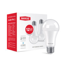 Лампа світлодіодна A60 12W 4100K 220V E27 (2шт) · MAXUS · lampa-svitlodiodna-a60-12w-4100k-220v-e27-2sht-2-led-778