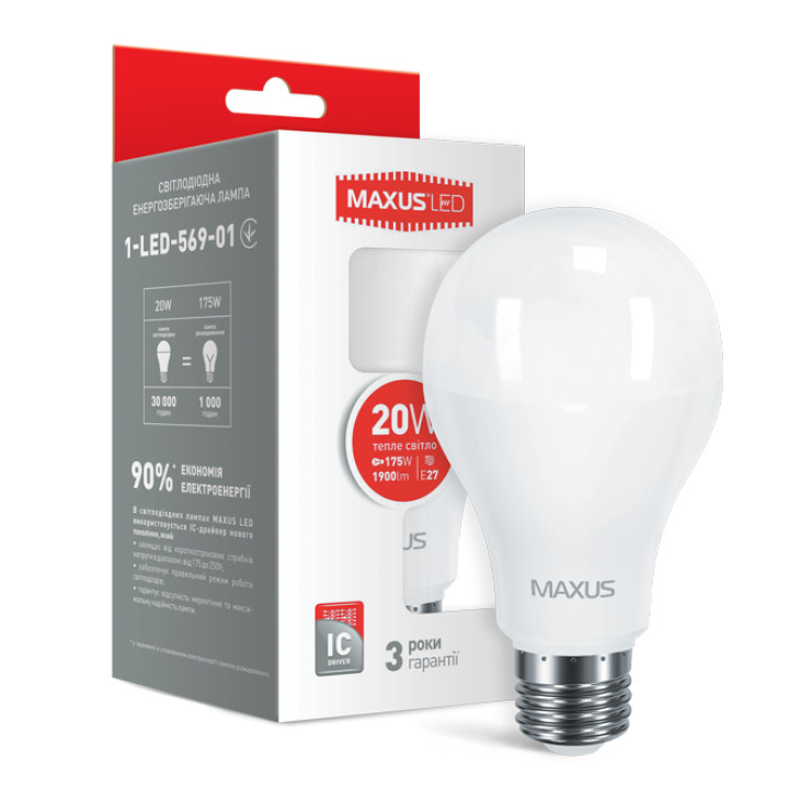 LED лампа Maxus A80 20W тепле світло E27 (1-LED-569-01) · MAXUS · led-lampa-maxus-a80-20w-teple-svitlo-e27-1-led-569-01