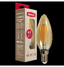 Лампа світлодіодна філаментна MAXUS арт деко C37 4W 2200K E14 Amber