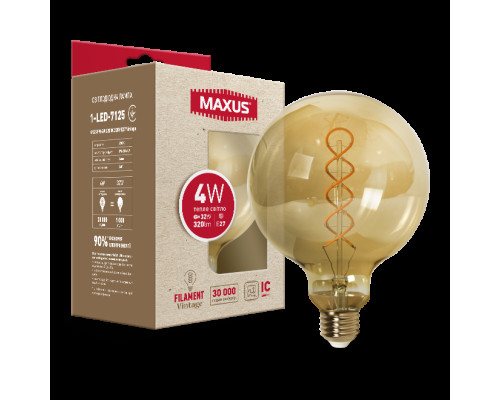Лампа світлодіодна філаментна MAXUS арт деко G125 4W 2200K E27 Vintage