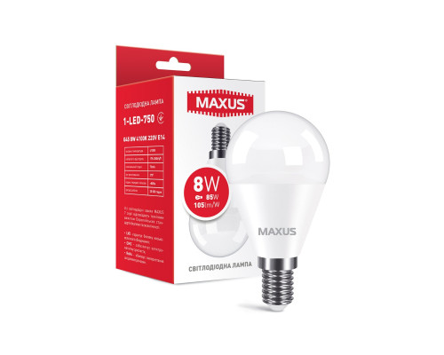 Лампа світлодіодна MAXUS 1-LED-750 G45 8W 4100K 220V E14