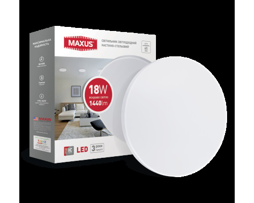 Cвітильник накладний Maxus 18W 4100K (тонкий дизайн, IP40) круг