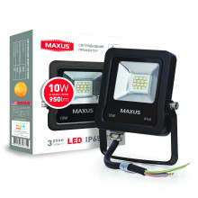 Прожектор Maxus 10W 5000K (зручний монтаж, гартоване скло, IP65) · MAXUS · svetodiodnyy-prozhektor-maxus-10w-5000k-1-max-01-lfl-1050