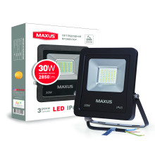 Прожектор Maxus 30W 5000K (зручний монтаж, гартоване скло, IP65) · MAXUS · svetodiodnyy-prozhektor-maxus-30w-5000k-1-max-01-lfl-3050