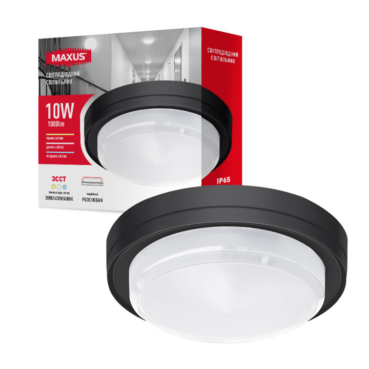 Накладний настінно-стельовий світлодіодний світильник MAXUS MBH 15W 3CCT IP65 BL Circle · MAXUS · maxus-1-mbh-15w-blc