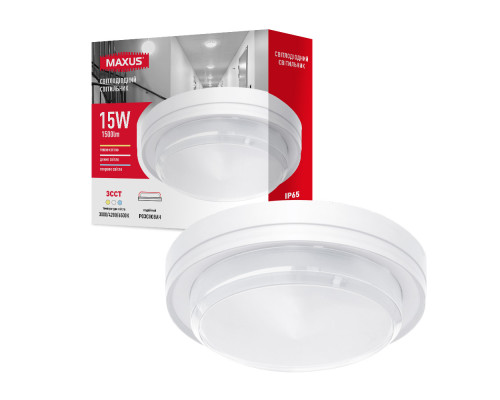 Накладний світлодіодний світильник MAXUS MBH 20W 3CCT IP65 WH Circle