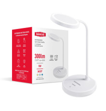 Світлодіодна настільна лампа зі змінним акумулятором MAXUS Desk Lamp 5W 3CCT WH Round