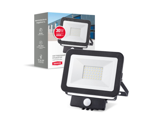 LED-прожектор з датчиком руху MAXUS FL-01 30W, 5000K sensor