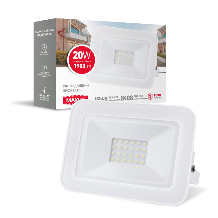 Прожектор світлодіодний MAXUS FL-02 20W, 5000K · MAXUS · prozhektor-svetodiodnyj-maxus-fl-02-20w-5000k