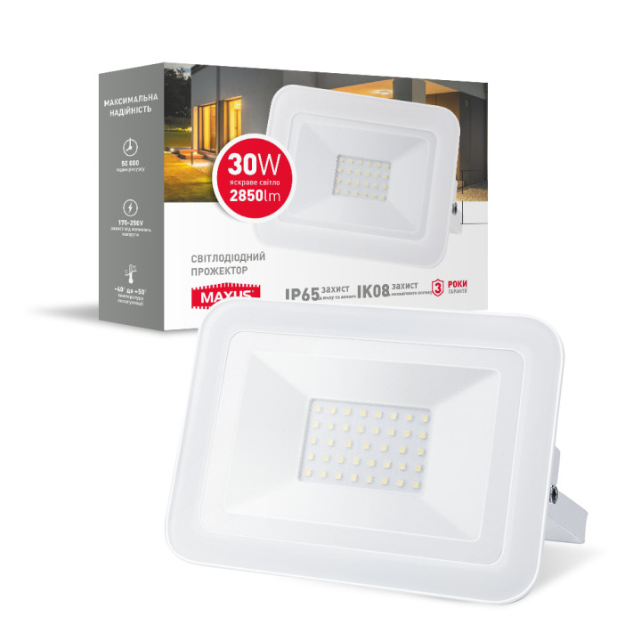 Прожектор світлодіодний MAXUS FL-02 30W, 5000K · MAXUS · prozhektor-svetodiodnyj-maxus-fl-02-30w-5000k
