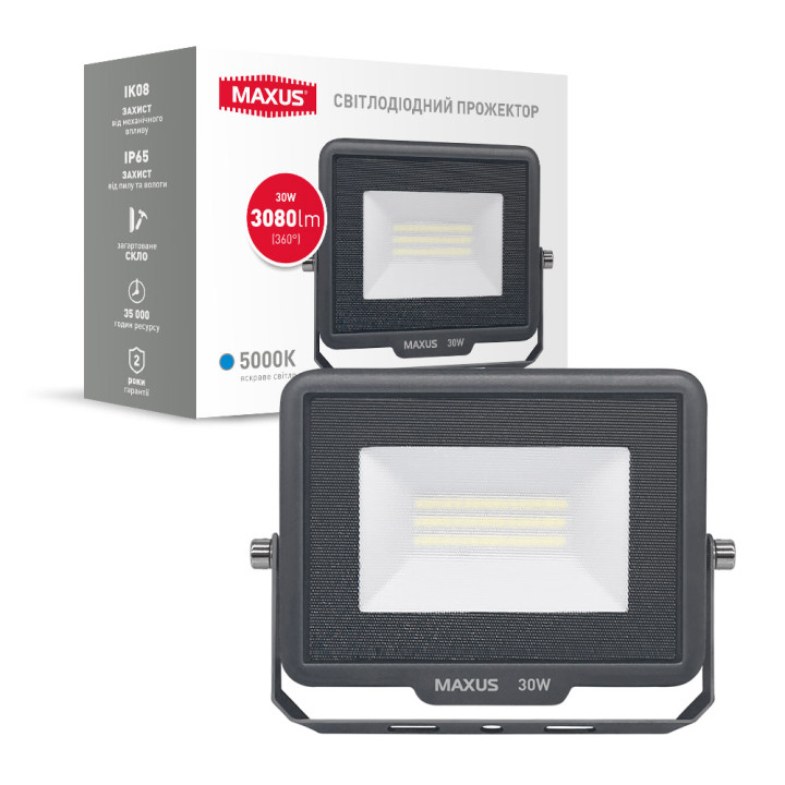 Прожектор MAXUS FL-04 30W 5000K · MAXUS · prozhektor-maxus-fl-04-30w-5000k