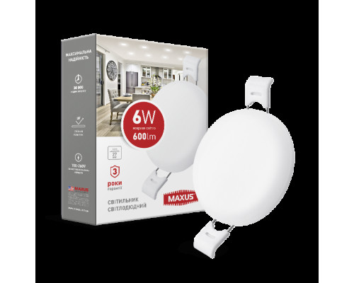LED світильник точковий врізний MAXUS SP edge 6W, 4100К (коло)