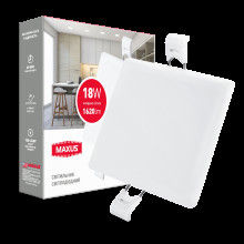 LED світильник точковий врізний MAXUS SP edge 18W, 4100К (квадрат) · MAXUS · svetil-nik-vreznoj-maxus-sp-edge-18w-4100k-kvadrat