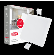 LED світильник точковий врізний MAXUS SP edge 18W, 4100К (квадрат)