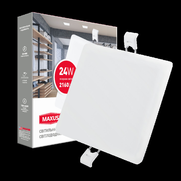 LED світильник точковий врізний MAXUS SP edge 24W, 4100К (квадрат) · MAXUS · svetil-nik-vreznoj-maxus-sp-edge-24w-4100k-kvadrat