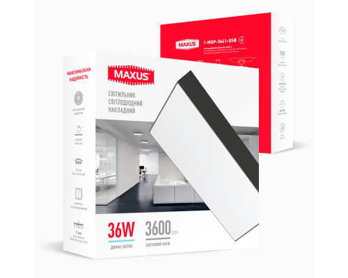 Накладний настінно-стельовий світлодіодний світильник 1-MSP-2441-SSW MAXUS SP Ceiling 24W 4100K Square Slim White