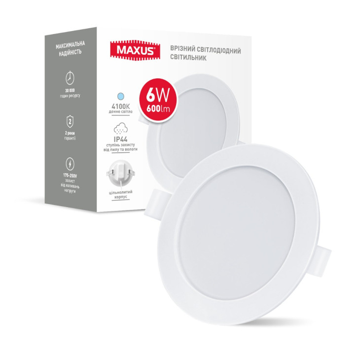 Врізний світлодіодний світильник 1-RDL-1241-IP-BL MAXUS RDL 12W 4100K IP44 Black · MAXUS · maxus-1-rdl-1241-ip-bl