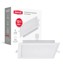 Врізний світлодіодний світильник 1-RDL-1241-IPS MAXUS RDL 12W 4100K IP44 Square