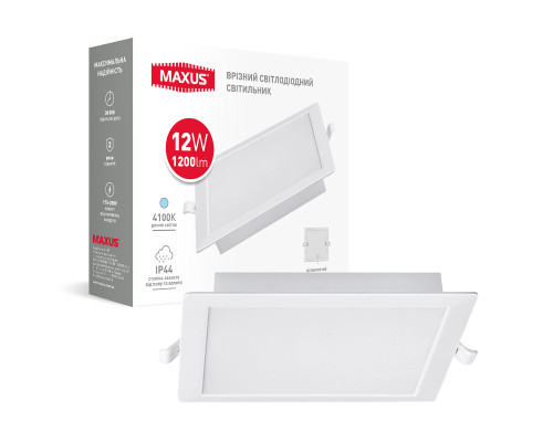 Врізний світлодіодний світильник 1-RDL-1241-IPS MAXUS RDL 12W 4100K IP44 Square