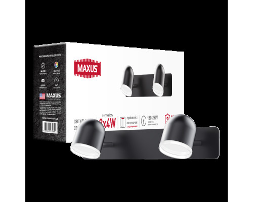 Спот світильник на 2 лампи MAXUS MSL-01W 2x4W 4100K чорний