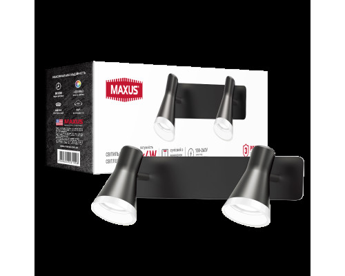 Спот світильник на 2 лампи MAXUS MSL-02W 2x4W 4100K чорний
