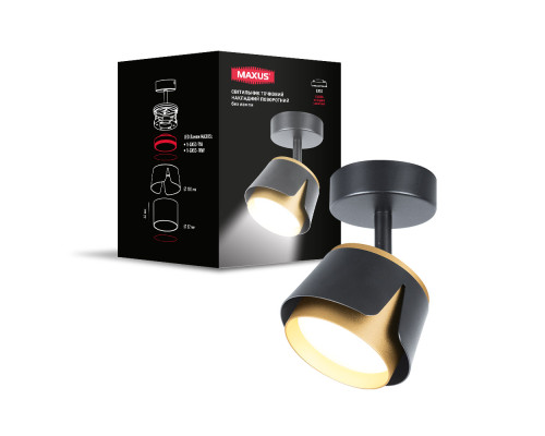 Світильник точковий накладний поворотний без лампи MAXUS Spot Flora Base GX53x3 Black Golden