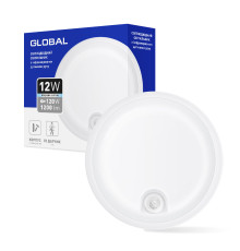 Світильник світлодіодний з інфрачервоним датчиком руху GLOBAL GBH 02 12W 5000K circle PIR