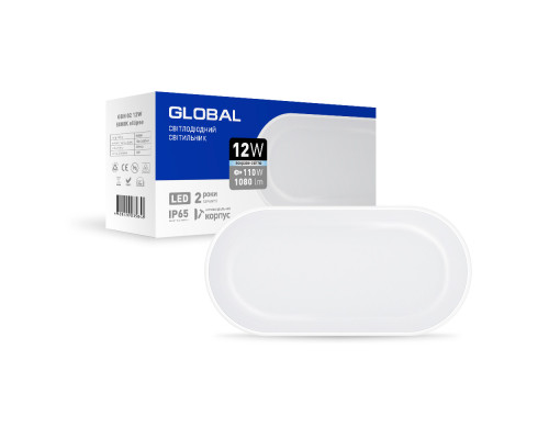 Антивандальный LED-светильник GLOBAL GBH 02 12W 5000K (эллипс)