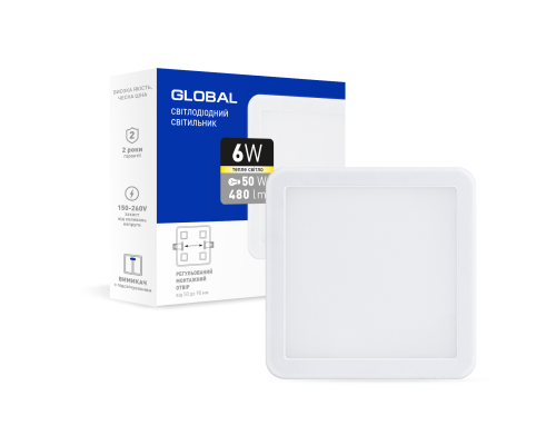 LED-світильник точковий врізний GLOBAL SP adjustable 6W, 3000K (квадрат)