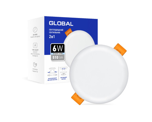 Точковий врізний-накладний LED-світильник GLOBAL SP 2in1 6W, 4100K (коло)