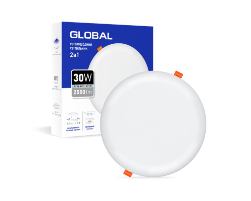 Точковий врізний-накладний LED-світильник GLOBAL SP 2in1 30W, 4100K (коло)