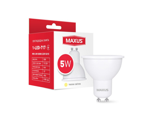 Лампа світлодіодна MAXUS 1-LED-717 MR16 5W 3000K 220V GU10