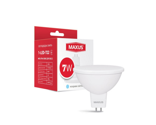 Лампа світлодіодна MAXUS 1-LED-722 MR16 7W 4100K 220V GU5.3