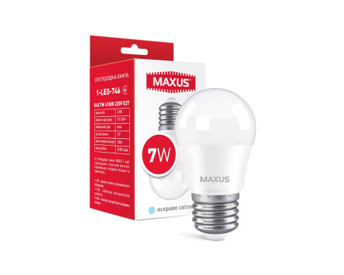 Лампа світлодіодна MAXUS 1-LED-746 G45 7W 4100K 220V E27