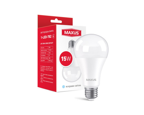 Світлодіодна лампа MAXUS 1-LED-782 A70 15W 4100K 220V E27