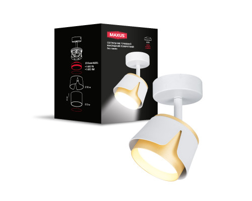 Світильник точковий накладний поворотний без лампи MAXUS Spot Flora Base GX53 White Golden