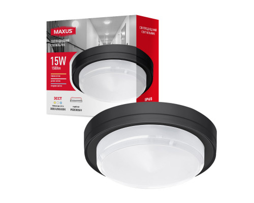 Накладний настінно-стельовий світлодіодний світильник MAXUS MBH 15W 3CCT IP65 BL Circle