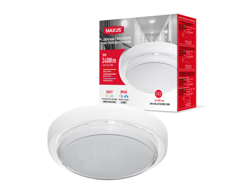 Світильник світлодіодний аварійний акумуляторний MAXUS MBH 20W 3CCT IP65 Emergency WH Circle