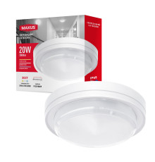 Накладний світлодіодний світильник MAXUS MBH 20W 3CCT IP65 WH Circle