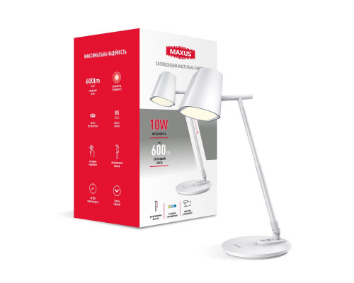 Світлодіодна настільна лампа MAXUS Desk Lamp 10W 3CCT WH FoldUp