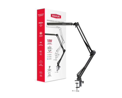 Світлодіодна настільна лампа на струбцині MAXUS Desk Lamp 10W 3CCT Metal CLIP BL