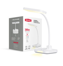 Настільна світлодіодна лампа з вбудованим акумулятором MAXUS Desk Lamp 5W 3CCT WH Battery Square