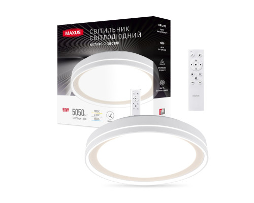 Світильник світлодіодний настінно-стельовий Maxus Functional Ceiling light 50W 3CCT Remote Line (з пультом дистанційного керування)