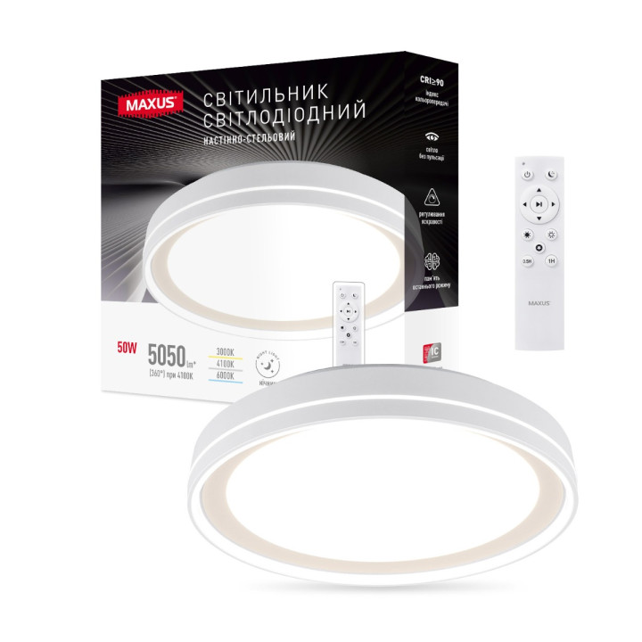 Світильник світлодіодний настінно-стельовий Maxus Functional Ceiling light 50W 3CCT Remote Line (з пультом дистанційного керування) · MAXUS · 1-MFCL-50R-Line