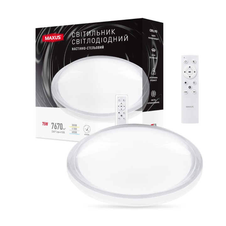 Світильник світлодіодний настінно-стельовий Maxus Functional Ceiling light 75W 3CCT Remote Aura (з пультом дистанційного керування) · MAXUS · 1-MFCL-75R-Aura